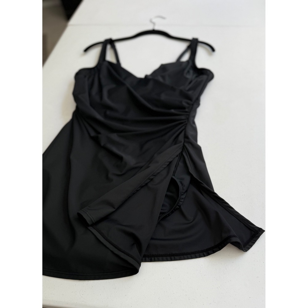 Miraclesuit Womens Black Marais One Piece Swimdress Ruched Swimsuit Size 14 - Picture 9 of 13